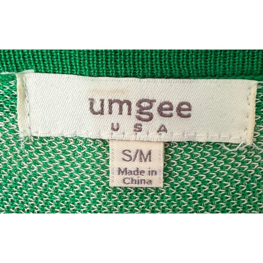 Umgee Womens Geometric Knit Kimono Cardigan S/M Green Southwestern Boho Resort - Picture 5 of 7
